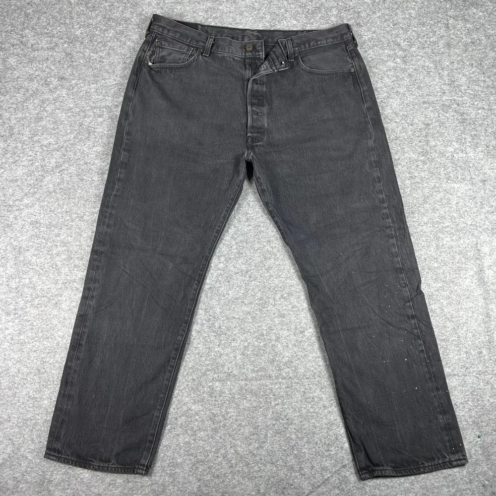 Levis Jeans Mens 42x32 (Fits 38x29) Black 501 Original Fit Straight Leg Denim